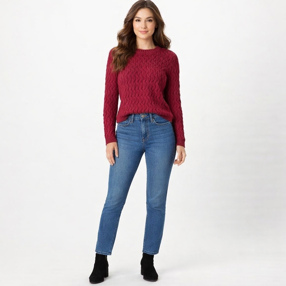 Jeanne Pierre M crew neck knit design maroon sweaters